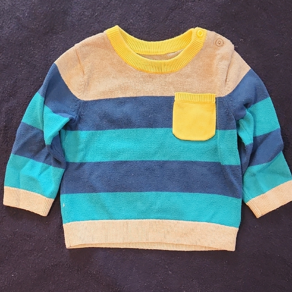 Striped Kids Sweater - Blue, Tan, and Yellow